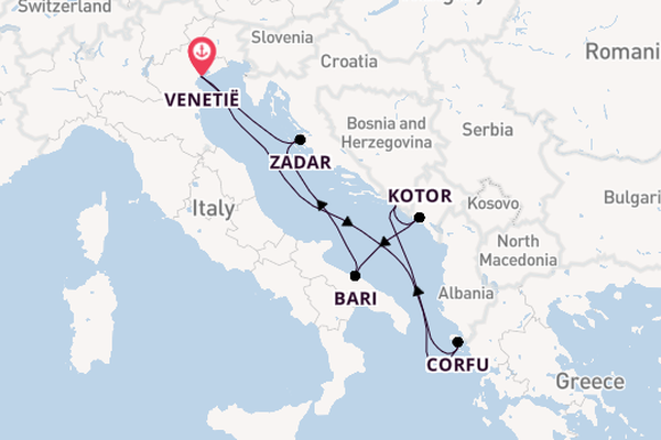 Middellandse Zee vanaf Venetië, Italië met de MSC Opera