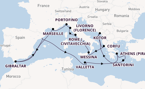 Mediterranean Sea from Barcelona, Spain with the Nieuw Amsterdam