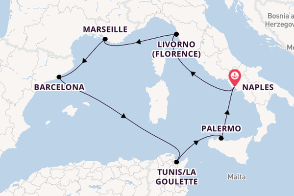 Western Mediterranean from Naples, Italy with the MSC Virtuosa