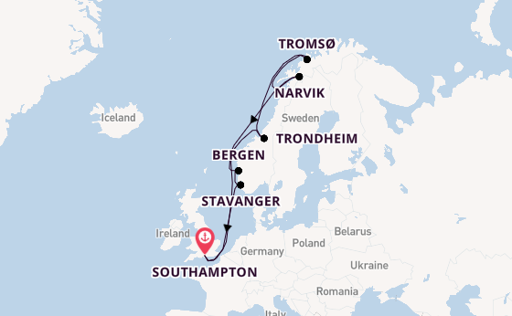 Norway from Southampton, England with the Queen Anne