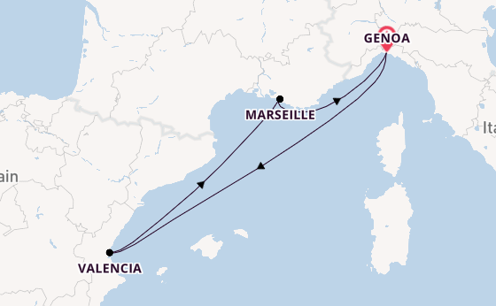 Western Mediterranean from Genoa, Italy with the MSC Musica