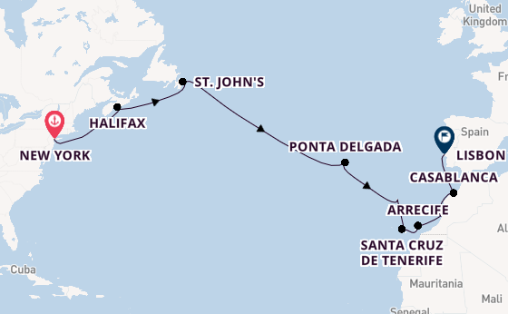 Transatlantic from New York, USA with the Seven Seas Mariner