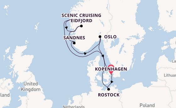 Noorwegen vanaf Kopenhagen, Denemarken met de MSC Magnifica