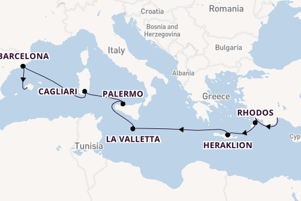 Middellandse Zee vanaf Antalya, Turkije met AIDAstella