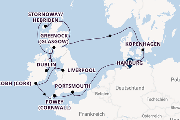 Britische Inseln ab Kiel, Deutschland auf der VASCO DA GAMA