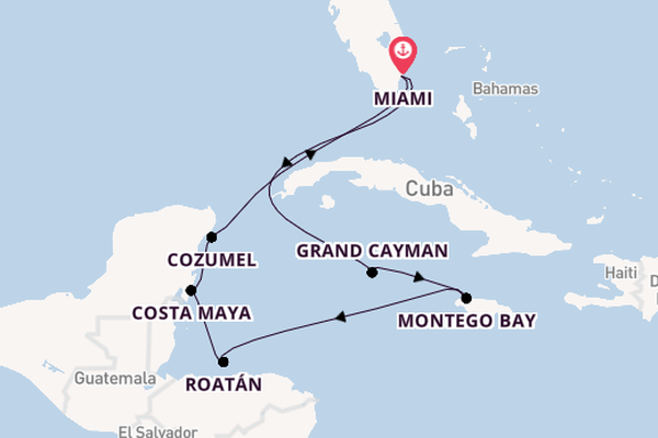 Westelijke Caraïben vanaf Miami, Verenigde Staten met de Queen Elizabeth