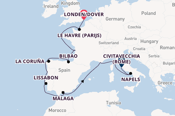 Westelijke Middellandse Zee vanaf Londen/Dover, Groot-Brittannië met de Carnival Miracle