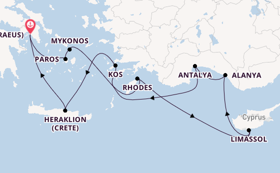 Eastern Mediterranean from Athens (Piraeus), Greece with the Azamara Quest