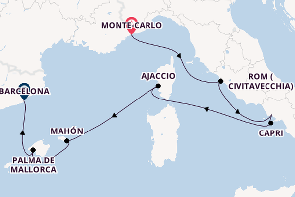 Westliches Mittelmeer ab Monte-Carlo, Monaco auf der EXPLORA I