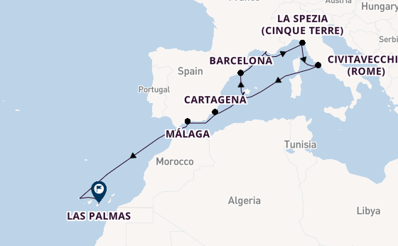 Westelijke Middellandse Zee vanaf Palma de Mallorca, Mallorca, Spanje met AIDAcosma