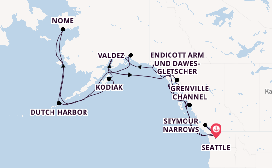 Alaska ab Seattle, USA auf der Noordam