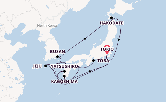 Japan vanaf Tokio, Japan met de Diamond Princess