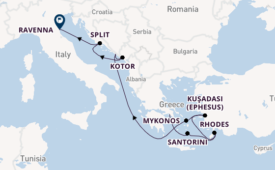 Eastern Mediterranean from Athens (Piraeus), Greece with the Celebrity Eclipse