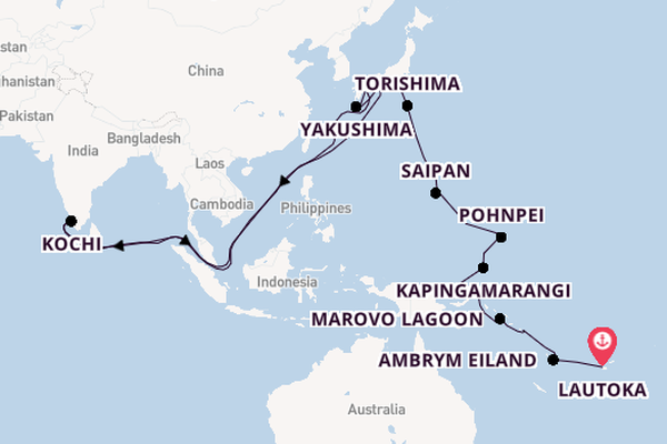 Japan vanaf Lautoka, Fiji met de Silver Cloud