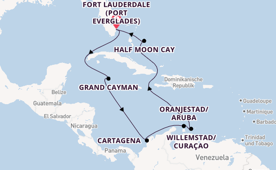 Karibik ab Fort Lauderdale (Port Everglades), USA auf der Oosterdam