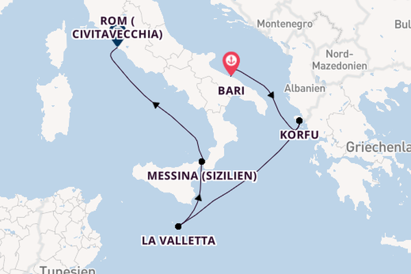 Westliches Mittelmeer ab Bari, Italien auf der MSC Fantasia