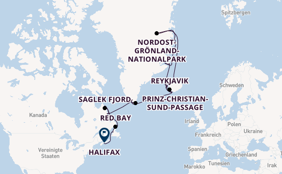 Transatlantik ab Reykjavik, Island auf der Seabourn Pursuit