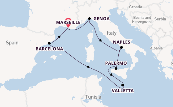 Western Mediterranean from Marseille, France with the MSC Seaview