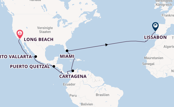 Transatlantik ab Long Beach, Kalifornien, USA auf der Seabourn Quest