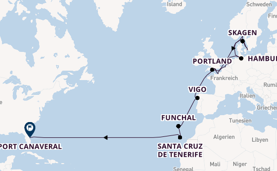 Transatlantik ab Southampton, Großbritannien auf der Sky Princess