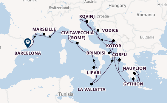 Middellandse Zee vanaf Dubrovnik, Kroatië met de Seabourn Ovation
