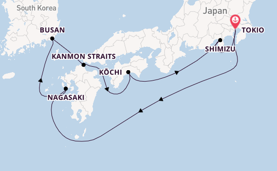 Japan vanaf Tokio, Japan met de Diamond Princess