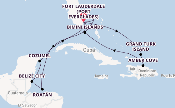 Caribbean from Fort Lauderdale (Port Everglades), Florida, USA with the Star Princess