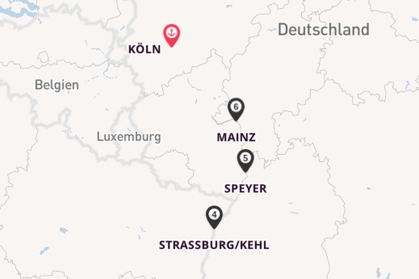 Rhein ab Köln, Deutschland auf der Amina