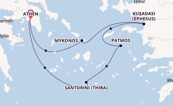 Eastern Mediterranean from Athen, Greece with the Celestyal Discovery