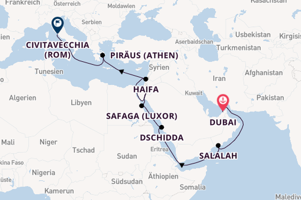 Naher Osten ab Dubai, Vereinigte Arabische Emirate auf der Seven Seas Mariner
