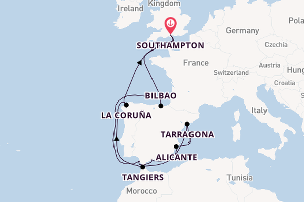 Western Mediterranean from Southampton, England with the MSC Meraviglia