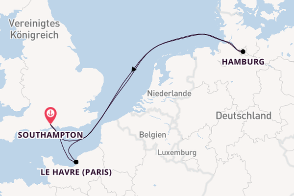 England ab Southampton, Großbritannien auf der Britannia