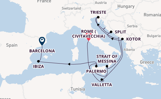 Mediterranean from Rome (Civitavecchia), Italy with the Queen Elizabeth