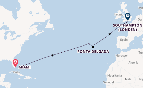 trans-Atlantisch vanaf Miami, Verenigde Staten met de Queen Elizabeth