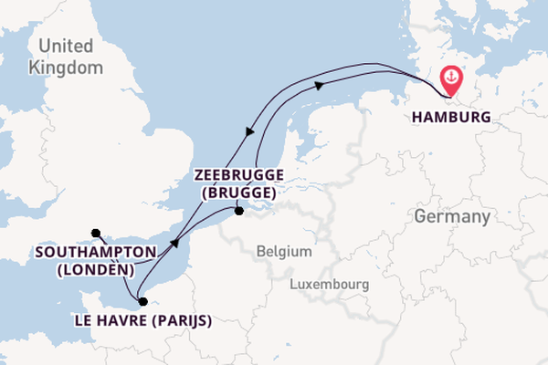 Engeland vanaf Hamburg, Duitsland met AIDAnova
