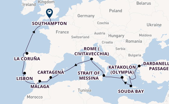 Mediterranean Sea from Istanbul, Turkey with the Queen Victoria