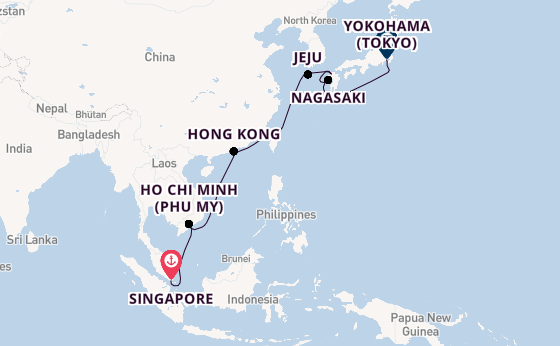 Japan from Singapore, Singapore with the Navigator of the Seas 