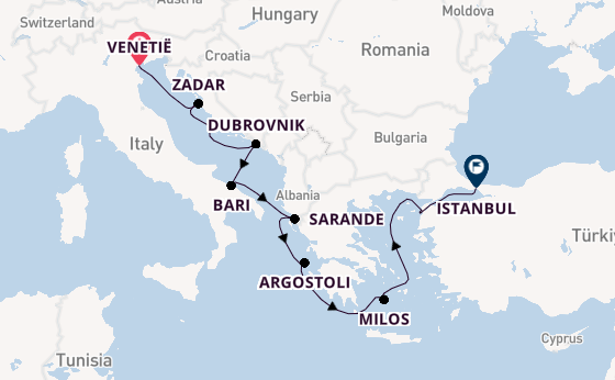 Middellandse Zee vanaf Venetië, Italië met de Sirena