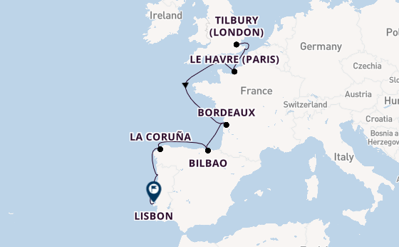 British Isles from Tilbury (London), England, United Kingdom with the Viking Mira