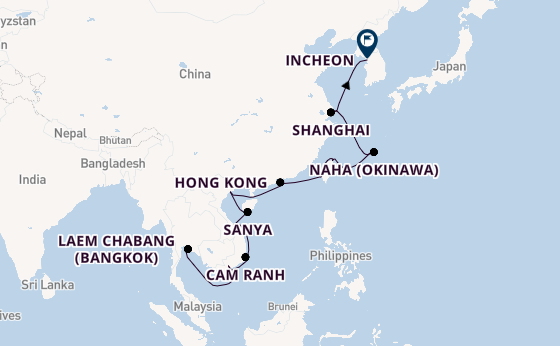 Southeast Asia from Laem Chabang (Bangkok), Thailand with the Seven Seas Splendor