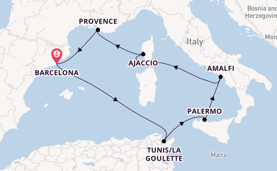 Western Mediterranean from Barcelona, Spain with the Carnival Sunshine