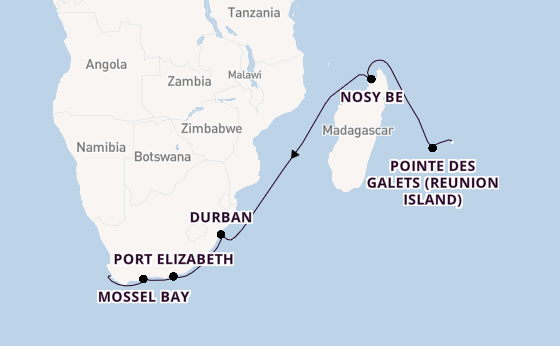 Africa from Port Louis, Mauritius with the Seven Seas Mariner