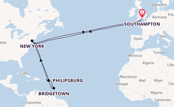 Transatlantic from Southampton, England with the Queen Mary 2