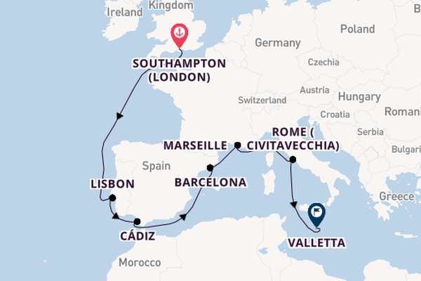 Western Mediterranean from Southampton, England with the MSC Poesia