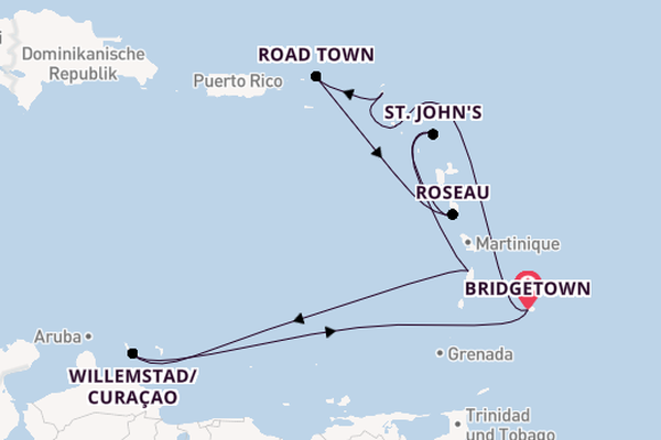 Südliche Karibik ab Bridgetown, Barbados auf der Arvia