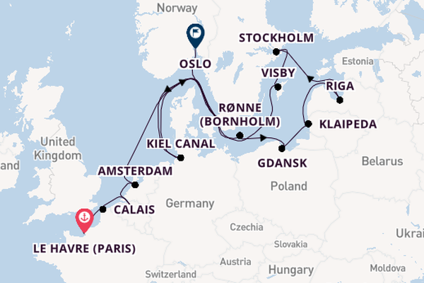 Norway from Le Havre (Paris), France with the Seven Seas Mariner