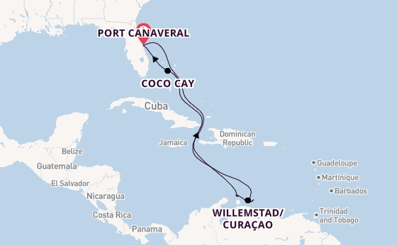 Caribbean from Port Canaveral, Florida, USA with the Adventure of the Seas