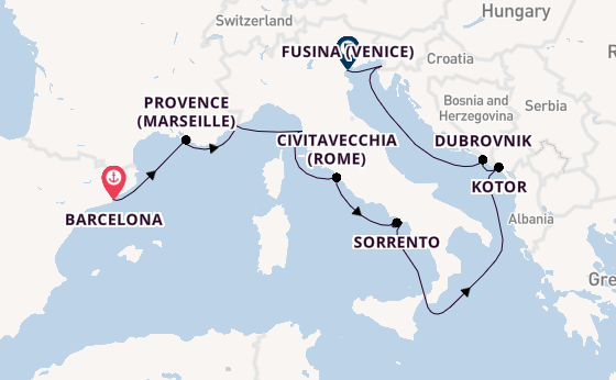 Middellandse Zee vanaf Barcelona, Spanje met de Azamara Journey