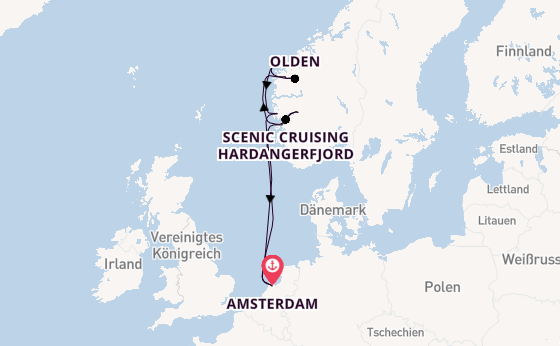Norwegen ab Amsterdam, Niederlande auf der Zuiderdam