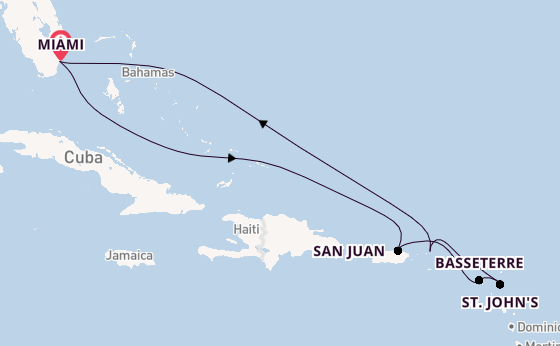 Caribbean vanaf Miami, Verenigde Staten met de Silver Dawn
